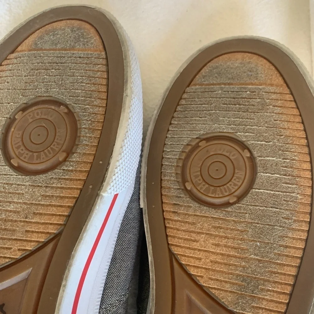 Polo Ralph Lauren Vaughn Gray Canvas Men's Sneakers Shoes Size 9 D Leather Laces - Picture 4 of 13